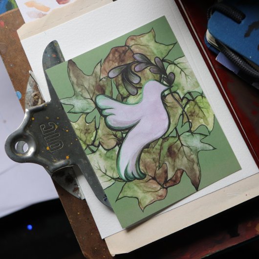 地球の平和と世界の平和への希望の鳩 シーズンポストカード