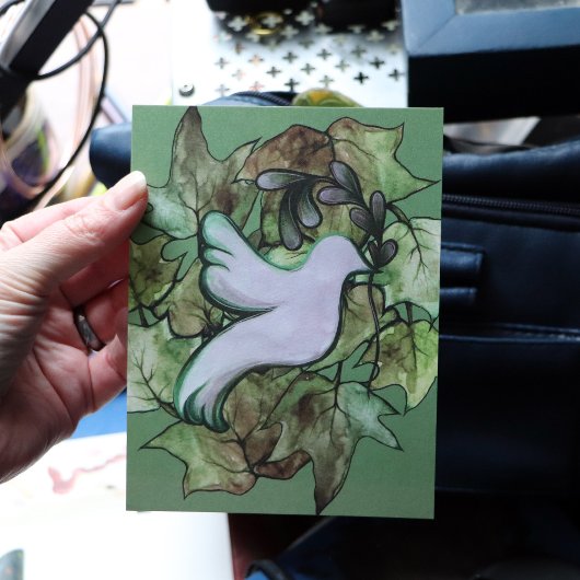 地球の平和と世界の平和への希望の鳩 シーズンポストカード