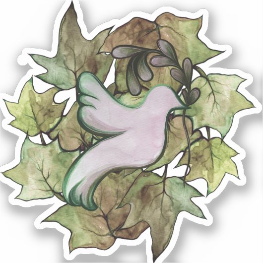 地球の平和と世界の平和への希望の鳩 シール (正面)