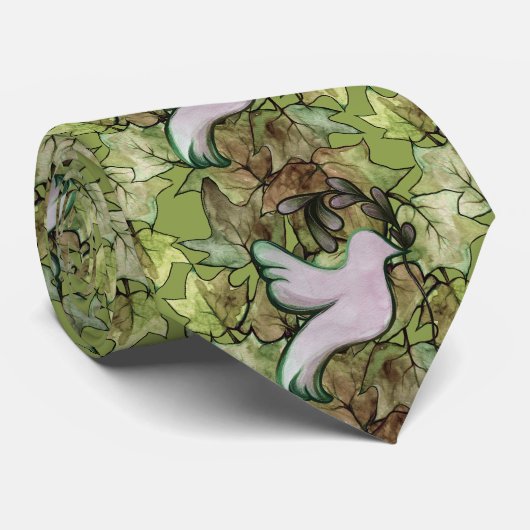 地球の平和と世界の平和への希望の鳩 ネクタイ (ロール)