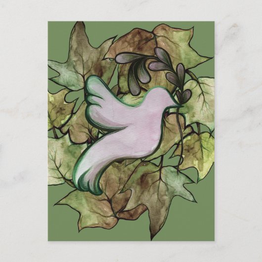 地球の平和と世界の平和への希望の鳩 ポストカード (正面)