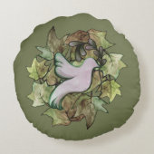 地球の平和と世界の平和への希望の鳩 ラウンドクッション (裏面)