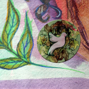 地球の平和と世界の平和への希望の鳩 ラウンドシール