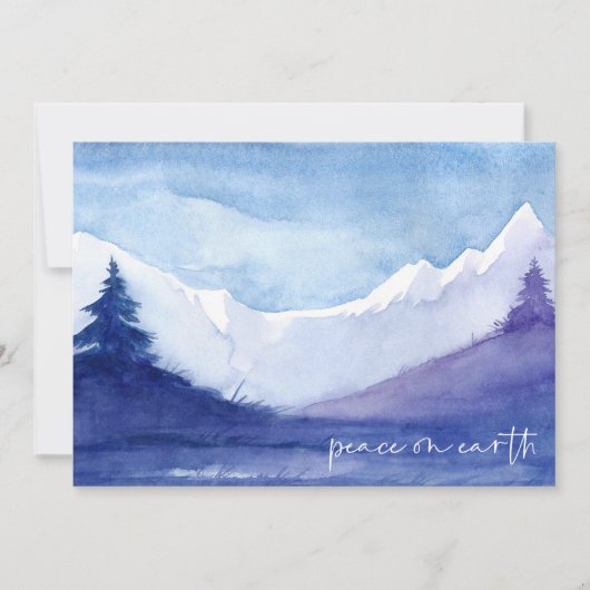 地球の平和と冬の雪景色写真クリスマス シーズンカード (正面)