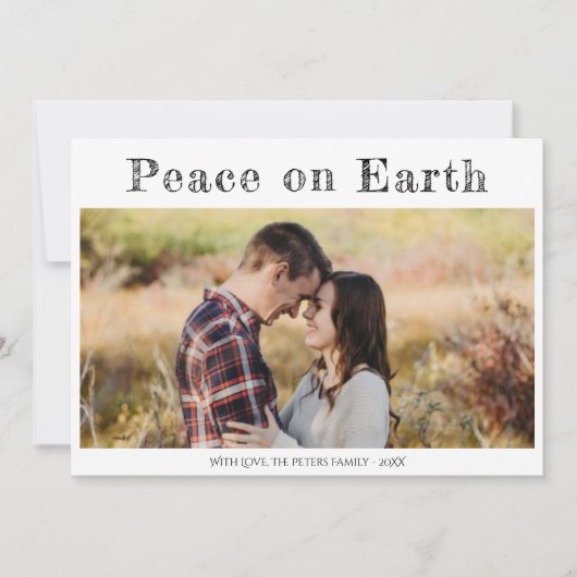 地球の平和の宗教ミニマル2写真クリスマス シーズンカード (正面)