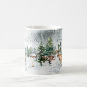 地球の平和の雪の森の動物のクリスマス コーヒーマグカップ (中央)