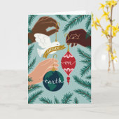 地球の平和を求めるクリスマス・グリーティング カード (黄色い花)