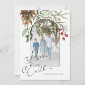 地球の平和を願うクリスマスのグリーン写真カード シーズンカード (正面)