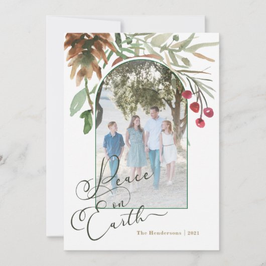 地球の平和を願うクリスマスの水彩写真カード シーズンカード (正面)