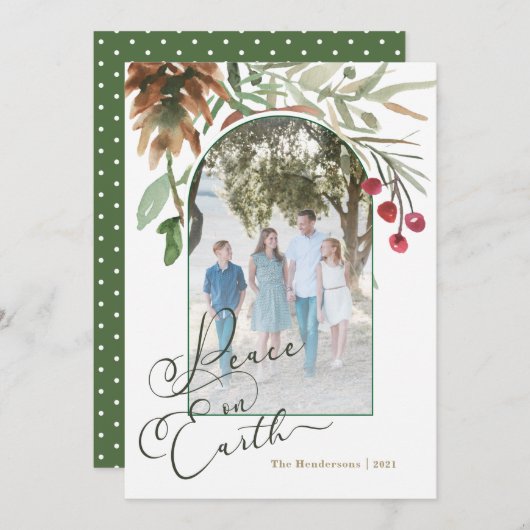 地球の平和を願うクリスマスの水彩写真カード シーズンカード (正面/裏面)
