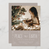 地球の平和を願うクリスマス スターの写真カード 招待状 (正面/裏面)