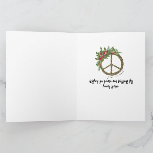 地球の平和を願うドリームキャッチャー クリスマスカード サンキューカード (内部)