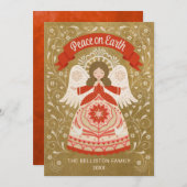 地球の平和を願う天使のフォークアート ホリデーカード (正面/裏面)