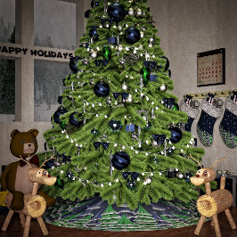 地球の平和クリスマスツリー ブラッシュドポリエステルツリースカート