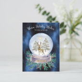 地球の平和クリスマストナカイ雪の球体 シーズンポストカード (スタンド正面)