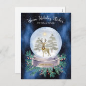 地球の平和クリスマストナカイ雪の球体 シーズンポストカード (正面/裏面)