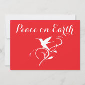 地球の平和クリスマスハミングバード赤モダン色 シーズンカード (正面)