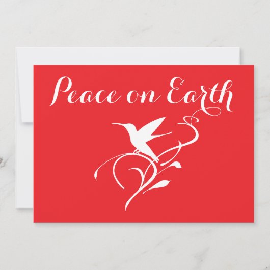 地球の平和クリスマスハミングバード赤モダン色 シーズンカード (正面)