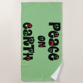 地球の平和クリスマス ビーチタオル (正面)