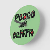 地球の平和クリスマス ラウンド壁時計 (傾斜)