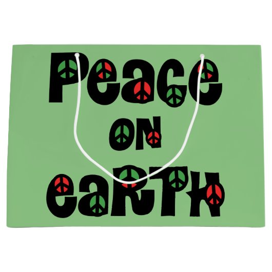 地球の平和クリスマス ラージペーパーバッグ (正面)