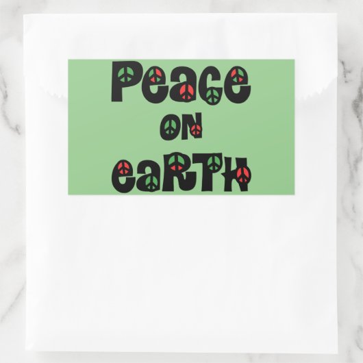 地球の平和クリスマス 長方形シール (バッグ)