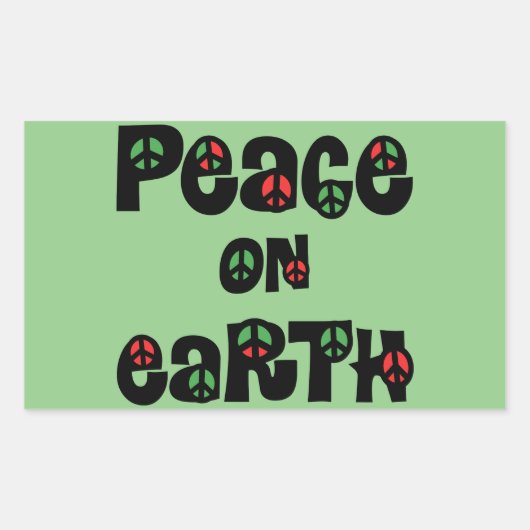 地球の平和クリスマス 長方形シール (正面)