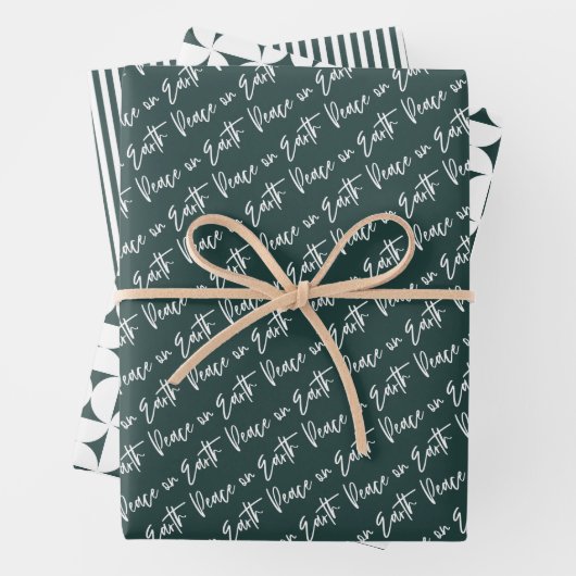 地球の平和グリーンクリスマス ラッピングペーパーシート (インサイチュ)