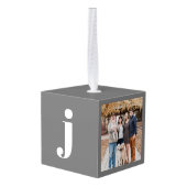 地球の平和グレイパーソナライズされたモダンクリスマス キューブオーナメント (裏面アングル)