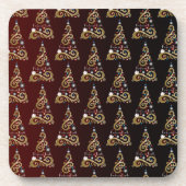 地球の平和ゴールデンクリスマスツリーパターン コースター (正面)