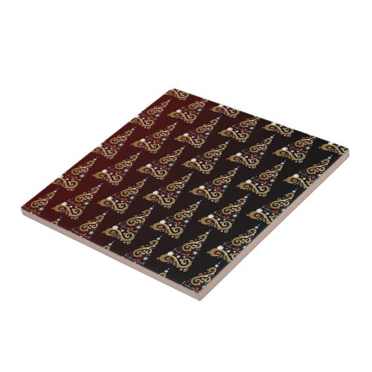 地球の平和ゴールデンクリスマスツリーパターン タイル (側面)