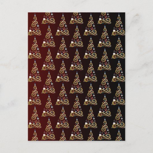 地球の平和ゴールデンクリスマスツリーパターン ポストカード (正面)
