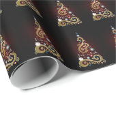 地球の平和ゴールデンクリスマスツリーパターン ラッピングペーパー (ロールコーナー)