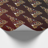 地球の平和ゴールデンクリスマスツリーパターン ラッピングペーパー (角)