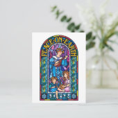 地球の平和ステンドグラスのクリスマスポストカード シーズンポストカード (スタンド正面)