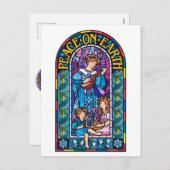 地球の平和ステンドグラスのクリスマスポストカード シーズンポストカード (正面/裏面)