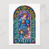 地球の平和ステンドグラスのクリスマスポストカード シーズンポストカード (正面)