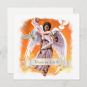 地球の平和。アフロエンジェルフラットクリスマスカード シーズンカード (正面/裏面)