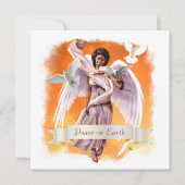 地球の平和。アフロエンジェルフラットクリスマスカード シーズンカード (正面)