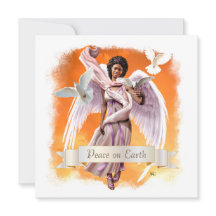 地球の平和。アフロエンジェルフラットクリスマスカード