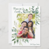 地球の平和 エレガントな植物のグリーン写真 シーズンカード (正面)