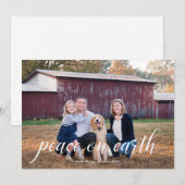 地球の平和 カリグラフィー ホリデー フォト カード (正面/裏面)