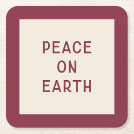 地球の平和 | クリスマスミニマルキャロル海岸 スクエアペーパーコースター