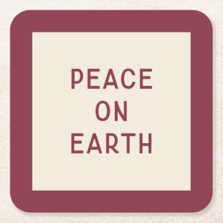 地球の平和 | クリスマスミニマルキャロル海岸 スクエアペーパーコースター