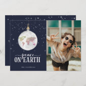 地球の平和 グローブ オーナメント 青い写真 シーズンカード (正面/裏面)