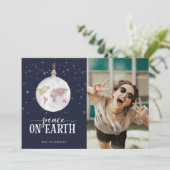 地球の平和 グローブ オーナメント 青い写真 シーズンカード (スタンド正面)