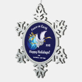 地球の平和。ピースドーブカスタム スノーフレークピューターオーナメント (右)