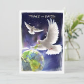 地球の平和。ピースドーブフラットホリデーカード シーズンカード (スタンド正面)