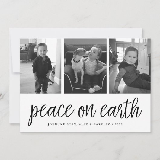 地球の平和 |ブラック&ホワイトの休日3写真 シーズンカード (正面)