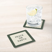 地球の平和 | ミニマルなクリスマスタイポグラフィ スクエアペーパーコースター (インサイチュ)